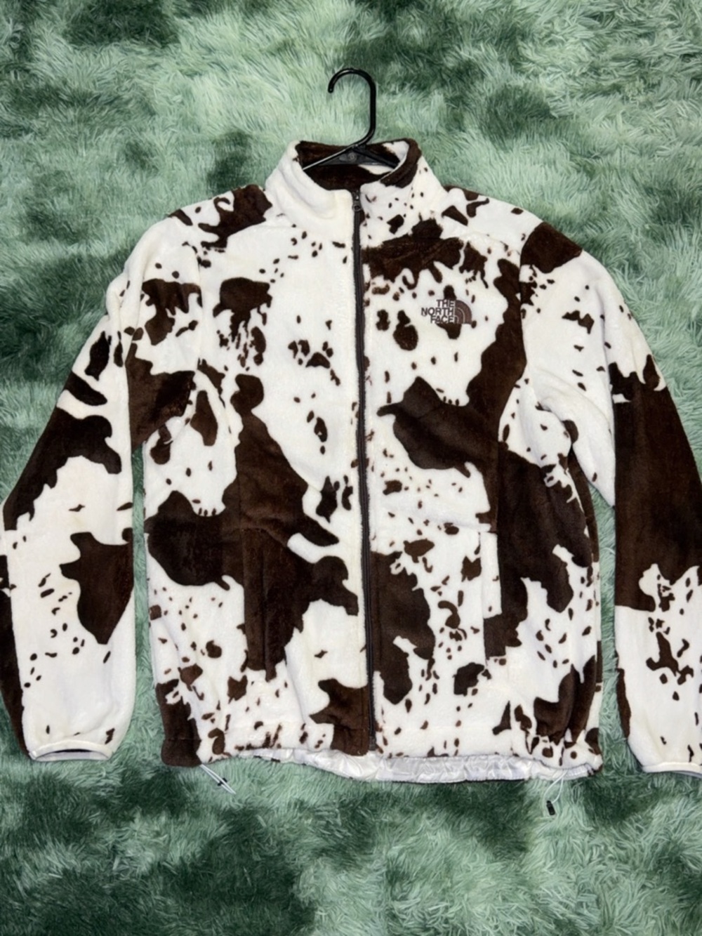 The North Face Brown and White Cow-Print Fleece Jacket